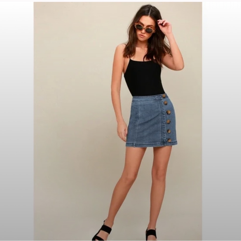 Free People Blue Little Daisies Denim